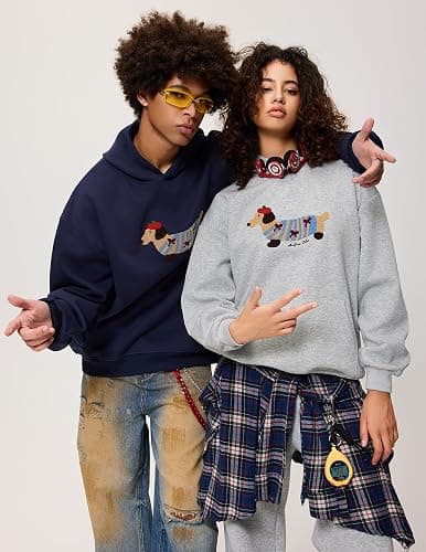 Aelfric Eden Cartoon Dog Hoodie Couple Hooded Sweatshirt Long Sleeve Pullover Oversized Hoodies 2026 Outfits thumbnail 2