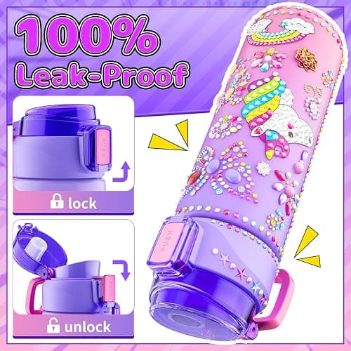 Decorate Your Own Water Bottle Kits for Girls Age 4-12, Unicorn Toys for Girls Age 4-6 Painting Crafts Kit, Clay Beads Bracelet Making Kit, Birthday Gifts Toys for Ages 6-12 (Unicorn) thumbnail 3
