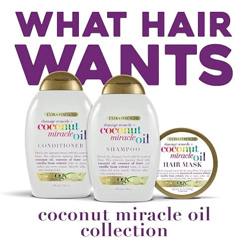 OGX Extra Strength Damage Remedy + Coconut Miracle Oil Hair Mask, Extra Hydrating & Softening Anti-Frizz Treatment to Help Repair Hair, Paraben-Free, Sulfated-Surfactants Free, 6 oz thumbnail 3
