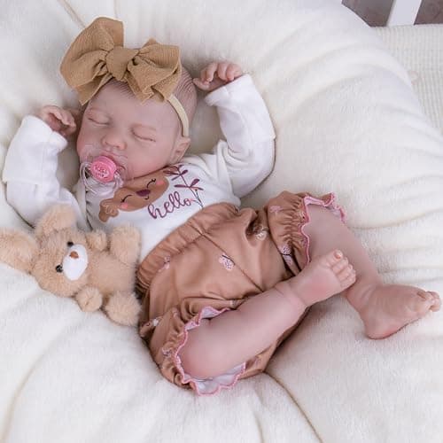 Milidool Lifelike Reborn Baby Dolls-20 inch Sleeping Realistic Newborn Baby Dolls, Soft Cloth Body with Feeding Toy for Kids Age 3 + - Image 1