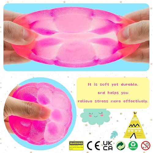 Squishy Stretchy Stress Cube, Sensory Ice Cube Sugar Ball for Kids Adults, Slow Rising Squeeze Toys for Boys Girls, Gel Filled Fidget Toys Anxiety Relief for Autism, Home Office Classroom Gifts (Pink) thumbnail 3