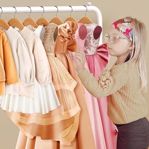 Kids Clothing Rack - Dress Up Clothes Rack - Baby Toddler Closet - Mini Freestanding Coat Racks with 2 Fabric Shelves - Small Kids Costume Wardrobe - Garment Rack for Hanging Clothes Organizer thumbnail 4