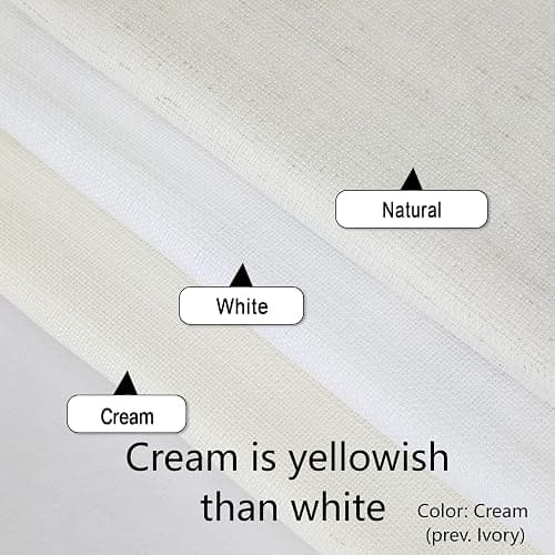 Chyhomenyc Bedroom Curtains 45 Inch Length 2 Panels, Faux Linen Textured Light Filtering Soft Airy Yellowish Window Treatment Drapes for Living Room, Each 30Wx45L Inches, Cream（prev. Ivory） thumbnail 4