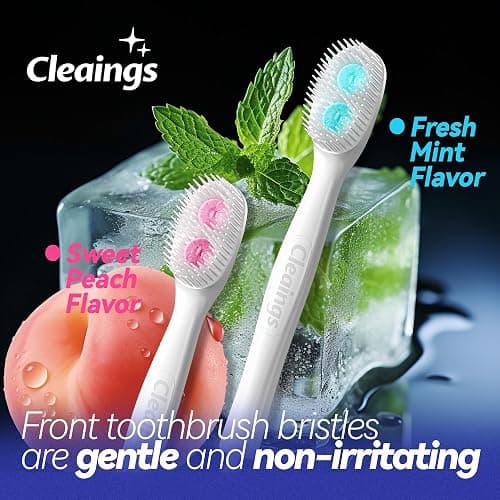 cleaings Disposable Toothbrushes with Double Cleaning Beads Toothpaste and Clean Floss Picks for Work or Travel - 20 pcs-Mint Flavor（Pack of 1） - Mint Flavor - 1 thumbnail 6