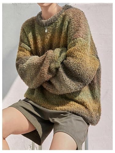 SOLY HUX Women's Vintage Long Sleeve Sweater Crew Neck Knitted Pullover Sweaters Oversized Tops Winter Festivals Clothes thumbnail 4