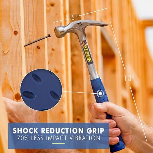 ESTWING Hammer - 16 oz Straight Rip Claw with Smooth Face & Shock Reduction Grip - E3-16S thumbnail 2