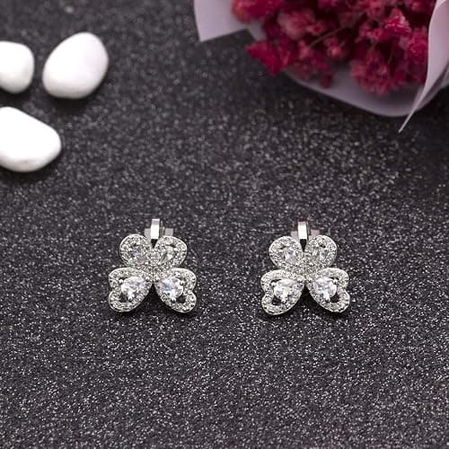 YOQUCOL Butterfly shape Cubic Zirconia Crystal Clip On Earrings Non Pierced Silver Stud for Women thumbnail 3