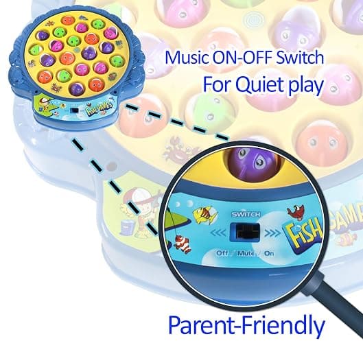 Haktoys Fishing Game for Kids & Toddlers – Battery-Operated Rotating Fishing Toy with 21 Fish, 4 Poles & Music On/Off Switch – Fun Educational Board Game for Boys & Girls thumbnail 5
