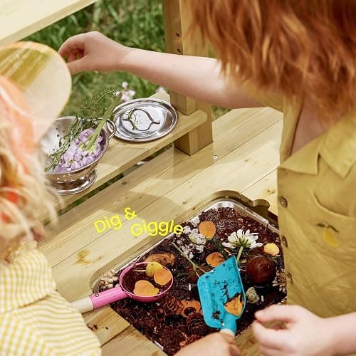 Tiny Land Outdoor Mud Kitchen for Kids, Wooden Play Kitchen with Water Tank, Water & Cooking Play, Sensory Fun, Weather-Resistant with Storage, Ideal for Toddlers Ages 3+ thumbnail 12