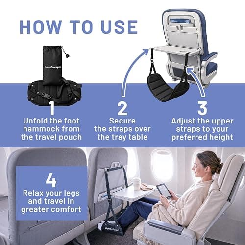 BASIC CONCEPTS Airplane Foot Hammock for Plane Travel Essentials - Airplane Travel Essentials, Long Flight Foot Rest - Plane Gadgets thumbnail 6