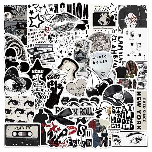 Black Aesthetic Downtown Girls Stickers Fashion Y2k Stickers(50) | Waterproof Laptop Stickers for Teens Adults, Vinyl Self-adhesive Decals, Journal Scrapbook Party Supplies - Image 1