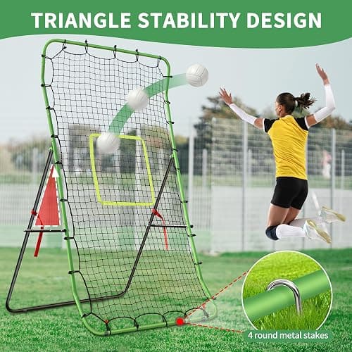 Upgraded Volleyball Rebounder Net 7x4 FT with Unique Curved Steel Frame, 7 Angles Adjustable Volleyball Practice Net Training Equipment, Foldable Bounce Back Net Also for Lacrosse, Baseball, Soccer thumbnail 3