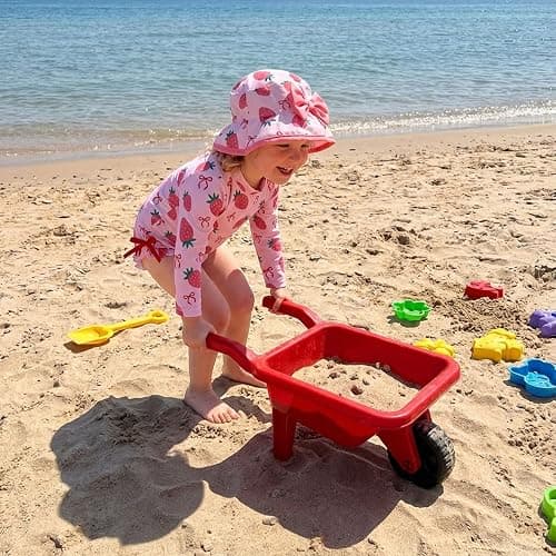 fhutpw Baby Girl Swimsuit One Piece Fruit Printed Long Sleeve Rash Guard with Hat Infant Toddler Beach Bathing Suit thumbnail 2