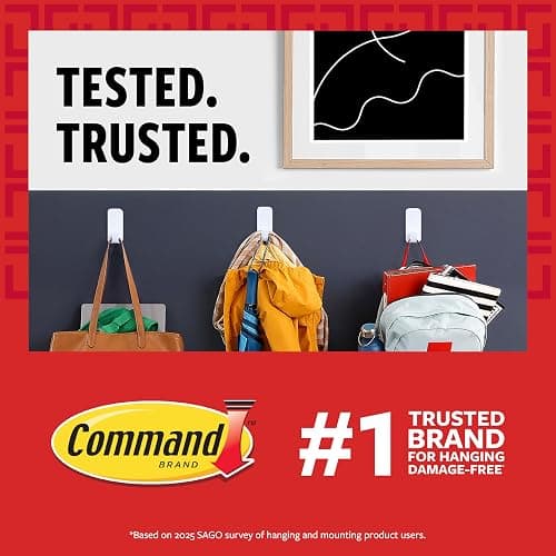 Command Variety Pack, Including 10 Pairs of Picture Hanging Strips, 6 Wire Hooks and 8 Utility Hooks for Hanging Christmas Decorations, Damage Free Hanging Up to 19 Items with Command Strips, 1 Kit thumbnail 10