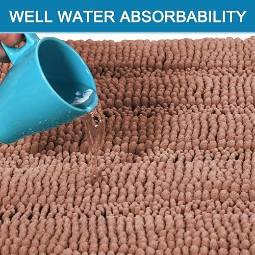 H.VERSAILTEX Bathroom Rug Set, 2 Piece Non Slip Thick Soft Chenille Striped Bath Mats, Muted Clay, 20" x 32"/17" x 24" thumbnail 5