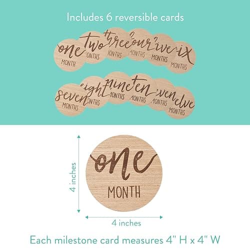 Kate & Milo Baby Monthly Milestone Marker Discs - Classic Cursive Script Wooden Discs with Reversible Photo Props for Baby Announcement and Milestones, Gender-Neutral Gift for Newborn Boy and Girl thumbnail 2