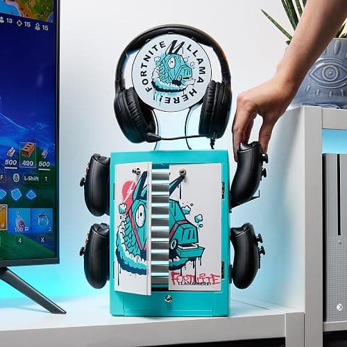 Numskull Official Fortnite Gaming Accessory Locker & Storage Stand – Holds 10 Games/DVDs, 4 Controllers, Headset, and Accessories – Durable & Compact Organizer – Official Fortnite Merchandise - Fortnite thumbnail 2
