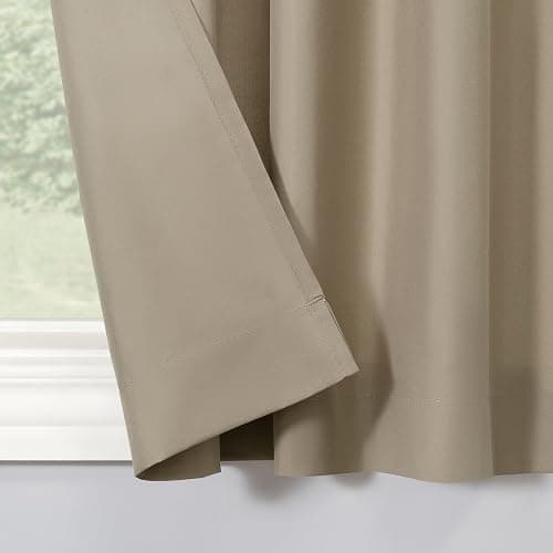 No. 918 Martine Microfiber Semi-Sheer Rod Pocket Kitchen Curtain Valance and Tiers Set, 54" x 36", Taupe thumbnail 4