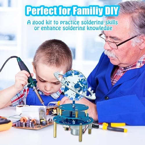 Soldering Projects, PEMENOL DIY Globe Planetary Motion Soldering Practice Kit, Rotating Universe Model Electronic Kit with Music Brightness Adjustable for STEM School College Present thumbnail 2