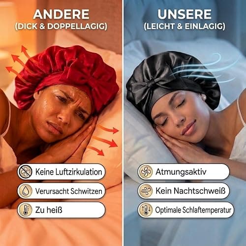 Seidenhaube zum Schlafen – Schlafhaube aus 100% Maulbeerseide, atmungsaktive und anpassbare Schlafmütze, Silk Bonnet, Haarhaube für die Nacht mit elastischem Band thumbnail 5