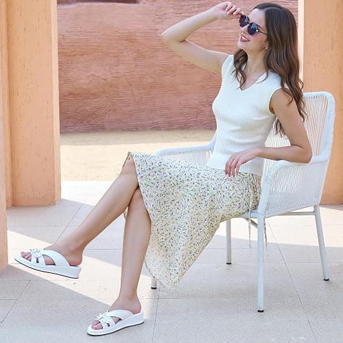 Ecetana Sandals for Women Wedge Slides Dressy Summer Comfortable Memory Foam Slip on Casual Platform Shoes thumbnail 6