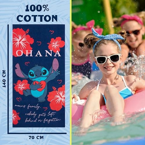 Disney Stitch Beach Towel Kids Toddlers Quick Dry Towel for Pool Beach Bath Swimming Trips Travel Essentials Vacation 55x27” (Blue/Red Stitch) thumbnail 3