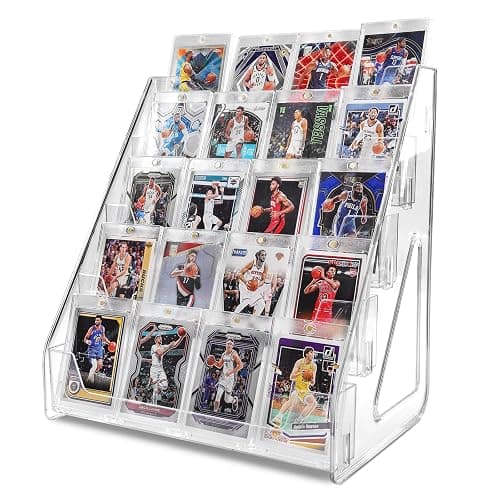 TrendTrust Trading Card Display Stand, Vertical Holder for Baseball Basketball Sports Graded Card Display Stand Tabletop for PSA BGS SGC Slabs, Snap-On Assembly(5 Tier, 1 Pack) - Image 1