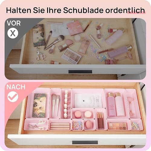 Vtopmart 25 PCS Plastic Drawer Organizers Set, 4-Size Versatile Bathroom and Vanity Drawer Organizer Trays, Storage Bins for Makeup, Bedroom, Kitchen Gadgets Utensils and Office | Plastic storage bins for organizing bathroom, bedroom, kitchen and office drawers. thumbnail 3