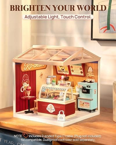 Rolife Super Creator DIY Miniature Plastic House Building Set Playset with LED, Suitable for Mini Figures Construction Toys Diorama Kit Gifts for Adults (Flavorful Ice Cream) thumbnail 2