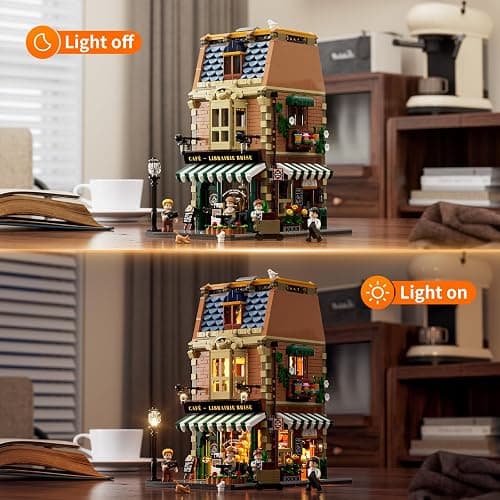 Funwhole Book-Cafe Lighting Building-Bricks Set - City Town Coffee House LED Light Modular Construction Building Model Sets 1718 Pcs for Adults and Teen thumbnail 3