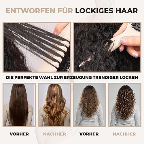 FABIHA® 𝐏𝐑𝐄𝐌𝐈𝐔𝐌 Lockenbürste - Curly Hair Brush - Bio Haarbürste ohne ziepen - Wildschweinborsten Bürste - Die Originale 3-in-1-Stylingbürste für trendige Lockenfrisuren (Beige) thumbnail 3