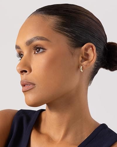 PAVOI 14K Gold Plated Chunky Huggies Earrings for Women - 925 Sterling Silver Posts Small Gold Huggie Hoop Earrings - Ultra Thick Hoops Trendy Jewelry thumbnail 4
