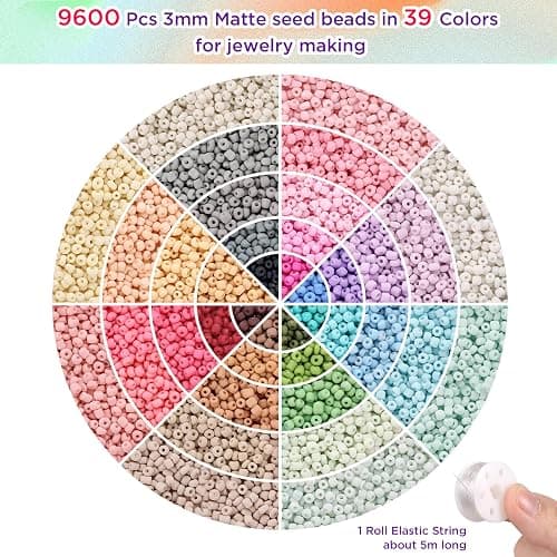 3mm Seed Beads Matte, 39 Colors Frosted Seed Beads for Bracelet Making, Friendship Bracelet Beads for Girls Adults, Small Beads for Jewelry Making DIY Craft thumbnail 4