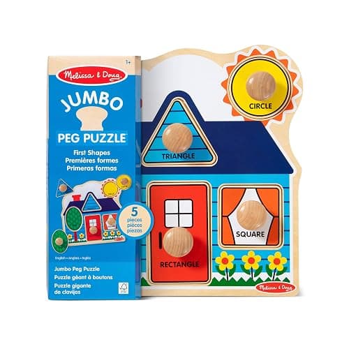 Melissa & Doug First Shapes Jumbo Knob Puzzle, Wooden Peg Puzzle for Toddlers, Educational Toy for Shape Recognition and Fine Motor Skills, Ages 1+ thumbnail 6
