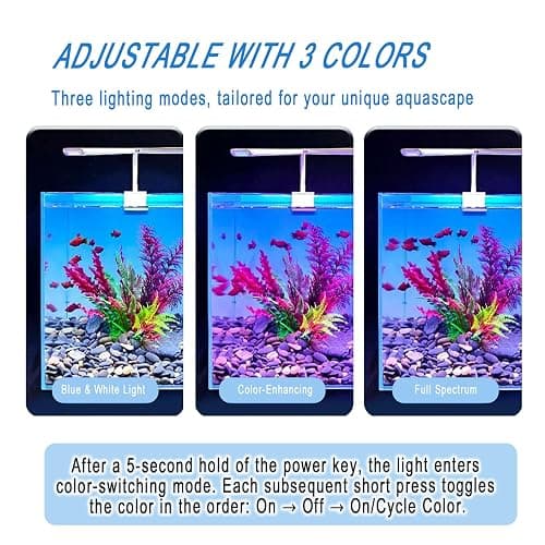 Led Aquarium Light Clip on Fish Tank Light Full Spectrum Plants Lights with Timer Auto On Off, 3 Colors Mode, 360° Adjustable 2 Light Bar, Aquarium Lamp Suitable for 20-75 Gal Fish Tank thumbnail 2