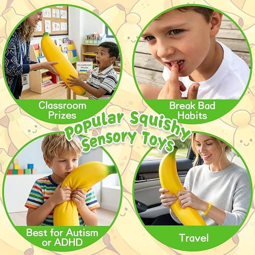 18In Banana Squishy, Jumbo Squishy Banana Giant Big Realistic Bananas Moldable Soft Squishys Slow Rising Stress Ball for Anxiety Stress Party Favor for Adults (18IN Banana) thumbnail 2