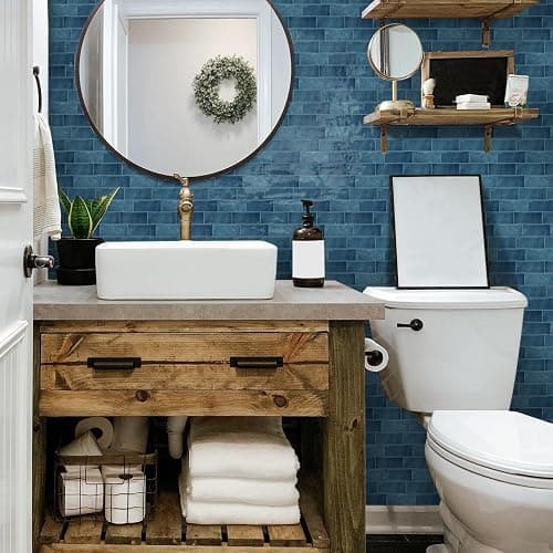 ViibXfans Agadir Blue Tile Peel and Stick,12 x 8.7 in,12 Sheets | 3D tiles Decals,1mm Thick,PE+PU,Waterproof&Durable Back Splash,Renter Friendly Backsplashes for Kitchen, Bathroom thumbnail 7