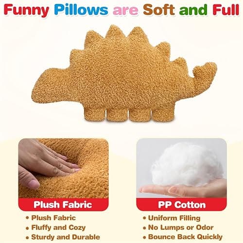 Aiideals Dino Nugget Pillow for Birthday Gifts, Chicken Dino Nuggets Plushies Pillow Stuffed Animal Funny Gifts for Teen Boys Girls (Small, Kentrosaurus) thumbnail 6