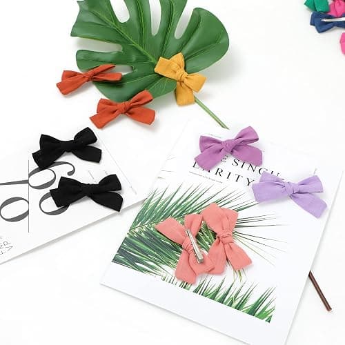 40PCS Linen Hair Bows and Accessories - Baby Girl Pigtail Clips, Neutral Fabric Bows for Little Girls - Girls hair bows thumbnail 3