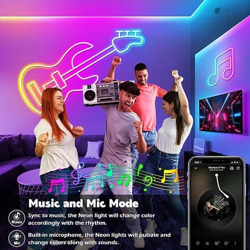 LETIANPAI 32.8Ft Neon Rope Lights,Flexible Led Rope Lights Control with App/Remote,Multiple Modes Rope Lights,IP65 Outdoor RGB Led Neon Lights Waterproof,Music Sync Gaming Led Light Strip (32.8FT) thumbnail 3