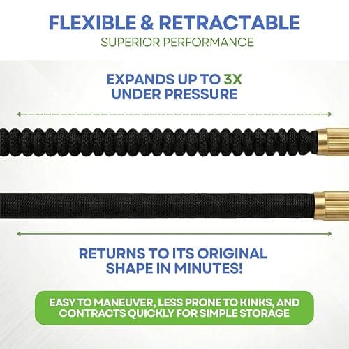 J&B XpandaHose 75ft Expandable Garden Hose, Lightweight, Brass Connectors | Ultra Strong 3750D fabric, 4-layer latex core, expands 3X, kink & leak-resistant, 10-pattern nozzle, storage bag thumbnail 7