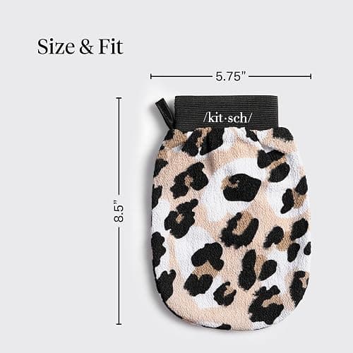 Kitsch Exfoliating Glove – Korean Exfoliating Mitt & Deep Exfoliating Body Scrubber for Shower, Bath | Body Exfoliator, Dead Skin Remover | Skin Care for Smooth, Renewed Skin - 1pc, Leopard thumbnail 3