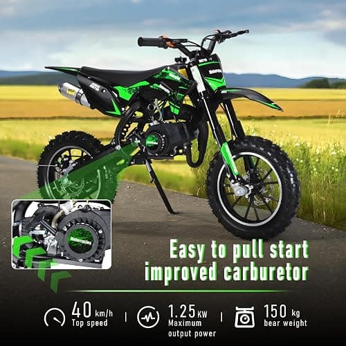 NEREIDS NET 50cc 2-Stroke Pro-Level Kids Dirt Bike | 330LBS Heavy Duty Gas Motorcycle w/Hydraulic Disc Brakes & Suspension | 25MPH Off-Road Beast | CPC Motocross Bike with 3X Durable Alloy Frame thumbnail 7