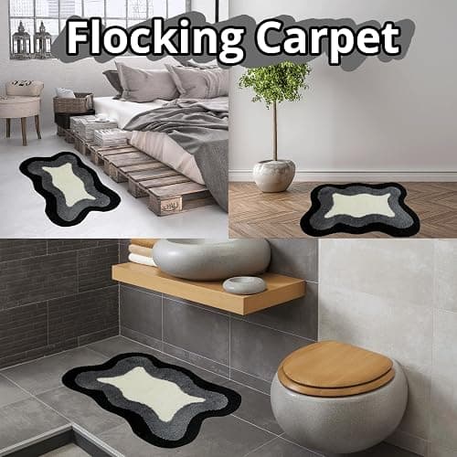 Room Decor Y2K Cool Rugs Aesthetic Cloud Carpet Area Rug Modern for Bedroom Living Room (1.3'×2.0',Black) | Modern, Aesthetic, Y2K, Cool Rugs thumbnail 3