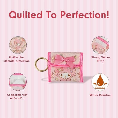 Sonix x Sanrio Quilted Earbud Pouch | Premium Cotton Bag Charm for AirPods, Keychain Storage Case Cover with Carabiner Ring | My Sweet Piano thumbnail 3