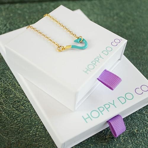 HOPPY DO CO. Lake Life Necklace for Women, Fish Hook Charm Necklace, Water Inspired Jewelry, Beach & Boating Gift, 18" Chain + 1" Extender thumbnail 4