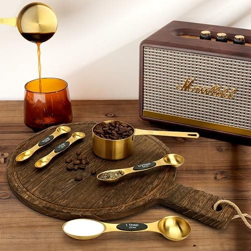 GuDoQi 15pcs Gold Magnetic Measuring Spoons and Cups Set, Stainless Steel 8 Dual Sided Magnetic Measuring Spoons set with Leveler, 7 Cups, Measurement for Liquid and Dry Ingredients for Kitchen thumbnail 7