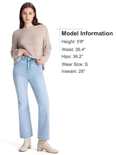 Prettyleaf Petite Women's 24"/26"/28"/30" Stretch Flare Jeans High Waisted Curvy Bootcut Denim Pants thumbnail 8