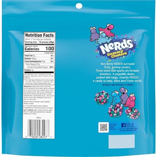 NERDS Gummy Clusters, Candy, Very Berry, Crunchy and Gummy, 18.5 oz thumbnail 9