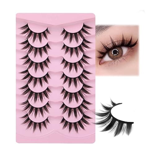 False Eyelashes Manga Anime Lashes Japanese Cosplay Spiky Lashes Mink Dramatic Thick Fake Eyelashes Extensions Doll Strip Lashes 7 Pairs Pack by EYDEVRO - Image 1